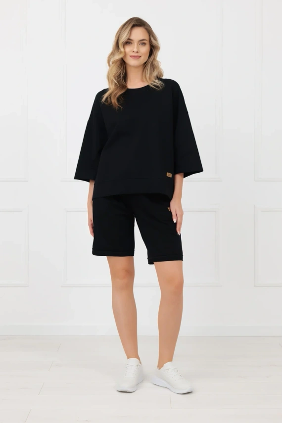 Női pamut rövidnadrág Kaori Italian Fashion zsebekkel-fekete