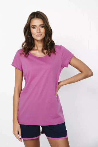 Ontega Női rövid ujjú pizsama, rövidnadrág Italian Fashion- amarant/ sötétkék