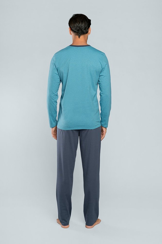 Lion Férfi hosszú ujjú pizsama, nadrág Italian Fashion - piros/grafit