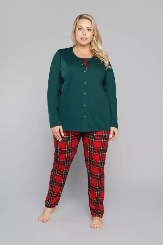 Zorza női pizsama hosszú ujjú, nadrágos olasz divat - zöld/print