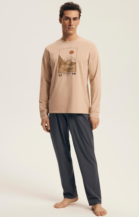 43474 Luro Henderson Core férfi pizsama - pamut, nyomtatott felső, hosszúság. nadrág