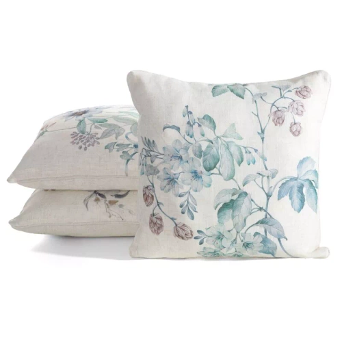 Vászon 41 Eurofirany díszpárnahuzat | Természetes zöld, levél mintával