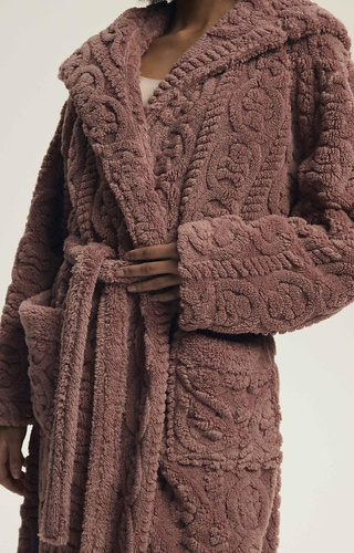 43592 Darlena Henderson poros rózsa - női kapucnis fürdőköpeny, hosszú, puha, mintás