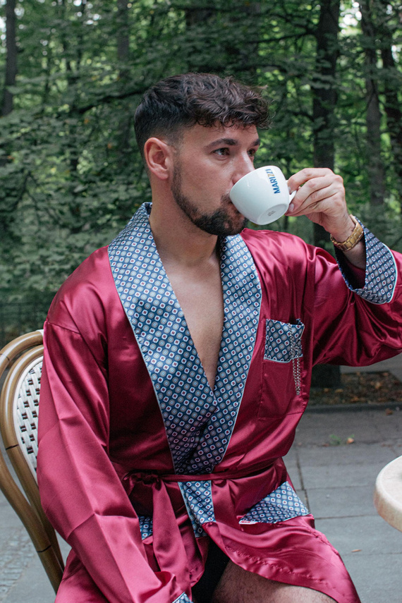 940 Forex férfi szatén fürdőköpeny - gesztenyebarna színben