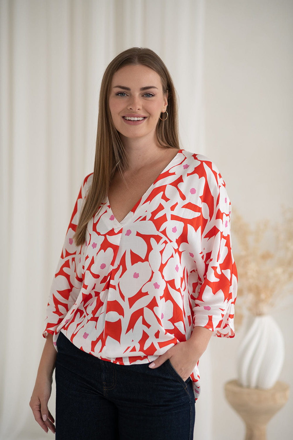 Mamafullness Milk&Love kismama blúz virágos - viszkóz, 3/4 ujjú, oversize