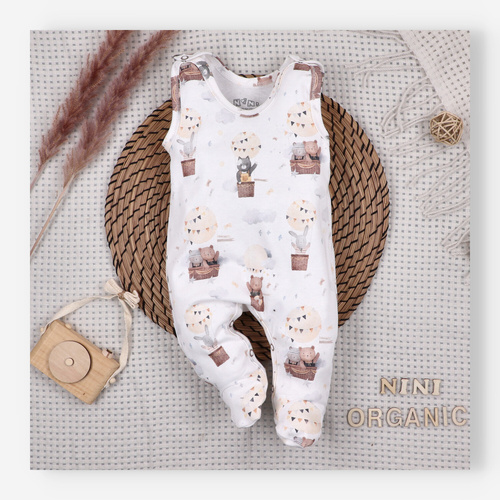 ABN-5537 Nini Happy Animals babapulóver organikus pamutból - nikkelmentes nyomógombok, hipoallergén, lengyel gyártás