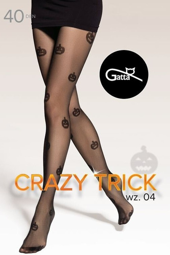 Crazy Trick harisnyanadrág wz.04 40 den Gatta fekete- Halloween, tök, elasztikus derékszíj