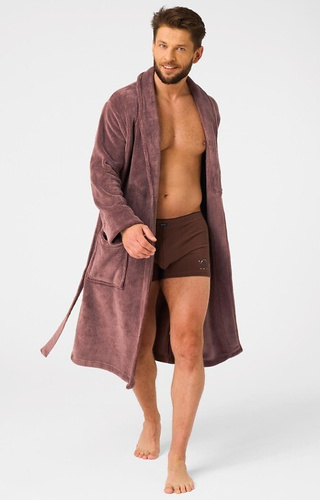 MGL 255 B25 Férfi barna fürdőköpeny - klasszikus, puha, derékban megkötve