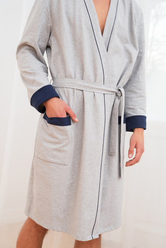 Gabriel Férfi fürdőköpeny zsebekkel Olasz divat - melange/gránát