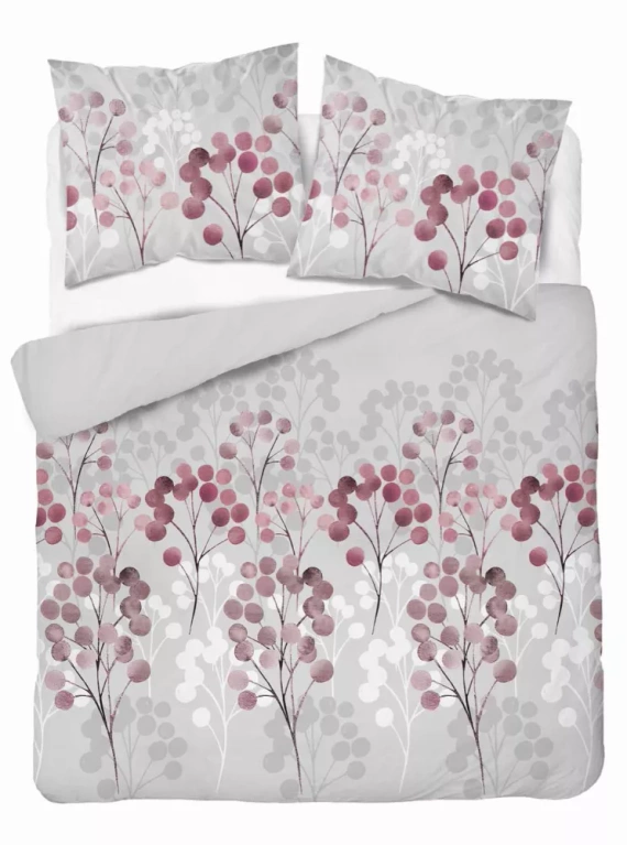 5223 B Pościel satynowa gałązki w odcieniach różu Detexpol szary