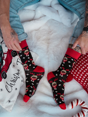 1290-036 Mopsy Férfi zokni Milena Fekete - ünnepi, színes, pamut zokni