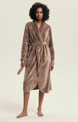 43595 Dextra Női köntös Henderson kávé - puha, kötött, térd fölé nyitható