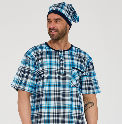 Cornette 109/38– férfi hálóing 100% pamutból, rövid ujj, gombok és mellzseb