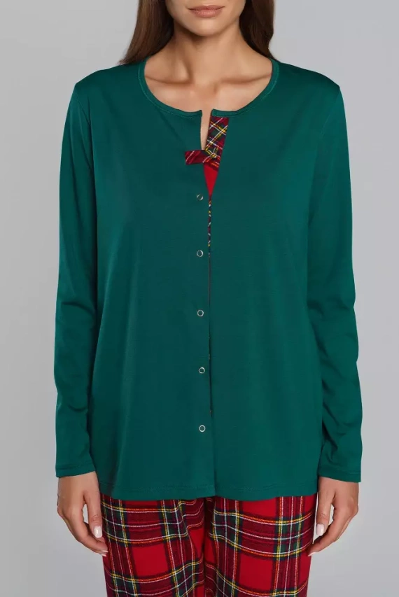 Zorza női pizsama hosszú ujjú, nadrágos olasz divat - zöld/print