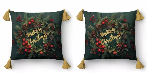5377 Boldog karácsonyt dekoratív karácsonyi dekoratív párnahuzat Detexpol- zip