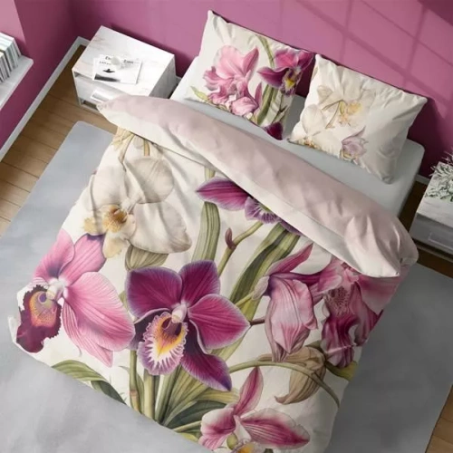 5427 3D mikroszálas ágynemű egzotikus orchideákkal krémszínű háttéren - Detexpol