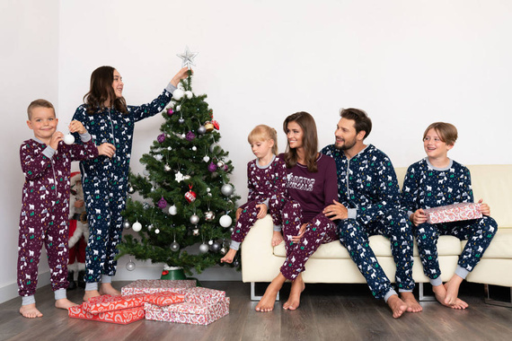 Ava Női hosszú ujjú pizsama és nadrág Italian Fashion - tengerészkék mintás