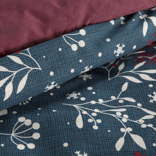 Kristy karácsonyi ágynemű Eurofirany tengerészkék/bordeaux - ranforce pamut, megfordítható