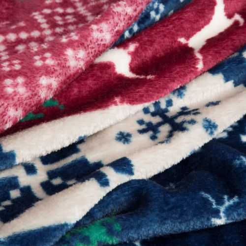 Eurofirany karácsonyi takaró tengerészkék piros skandináv mintával - puha mikroszálas ágytakaró, 240 g/m²