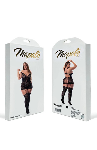 Body damskie Mapale 7481 czarne koronkowe z odkrytymi plecami Babydoll Romper