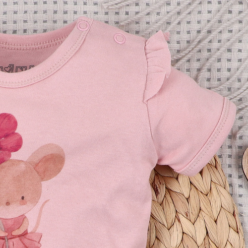 Nini Little Mouse bababody organikus pamut váll patent rövid ujj bőrbarát