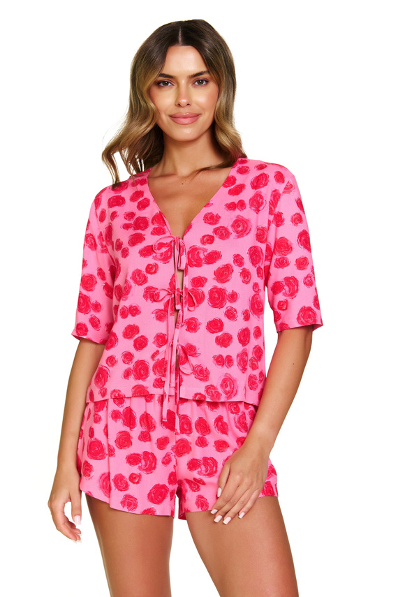 7362 Doctor Nap - Női viszkóz pizsama, kötött blúz + rövidnadrág | 100% viszkóz, lengyel gyártmány - rózsaszínű