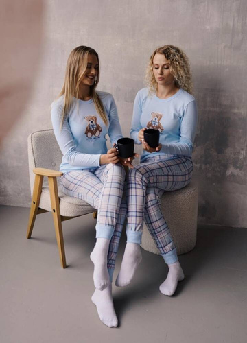 Katrin Női pizsama hosszú ujjú, hosszú nadrág olasz divat - kék/print