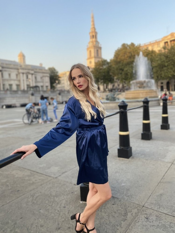 797 Klasszikus női köntös Forex - tengerészkék