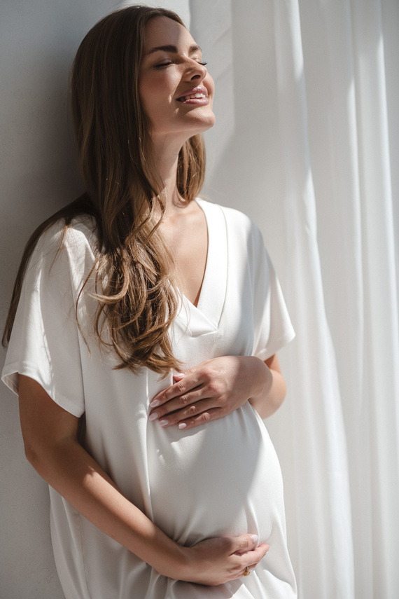 Moon Terhességi és szoptatási hálóing Milk&Love - krémszínű viszkóz, túlméretezett | lengyel minőség