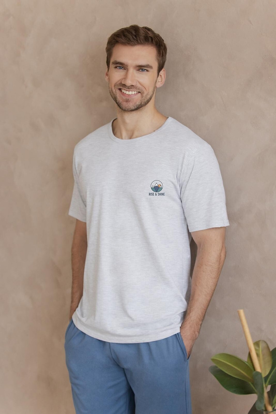 3576 Gabriel férfi pamut pizsama – rövid ujj, zsebek