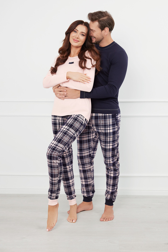 Brit Pizsama Férfi hosszú ujjú, hosszú nadrágos olasz divat - tengerészkék/print