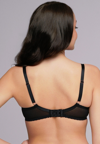 2256 Ava Maxi fekete fél kosaras melltartó - Push-Up hatás, tökéletes dekoltázs, sima mikroszálas anyag + csipke | Design K-2256