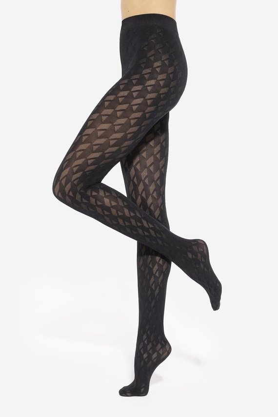 Loretta 155 Gatta női harisnya - geometrikus mintás, 50 den, matt - nero