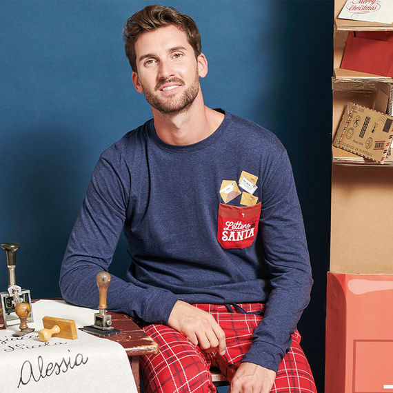 Gioew férfi pizsama Sorbetto kék - ünnepi, kockás, kényelmes és elegáns