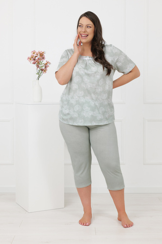 Eleni Italian Fashion női pizsama 100% pamut, rövid ujjú, 3/4