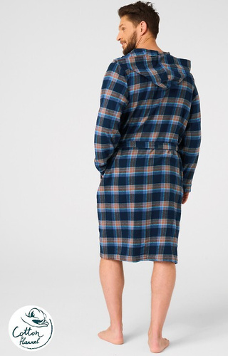 MGL 431 Férfi fürdőköpeny Key farmer - kockás, puha, kendőgallérral