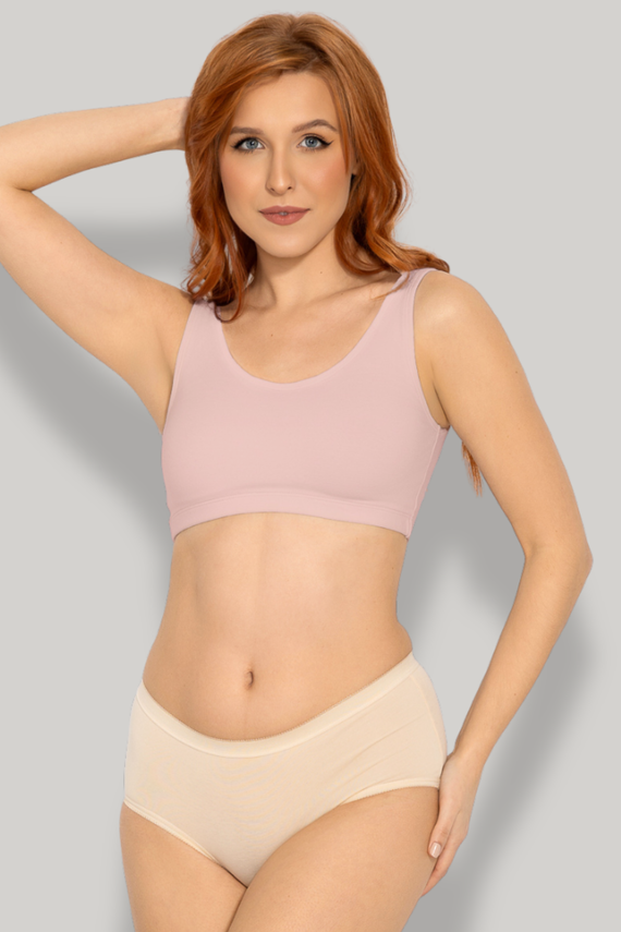 Pamut top Zoya Mitex merevítő nélküli kényelmes bustier pink