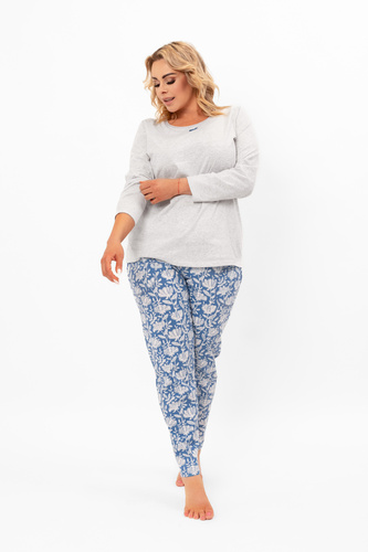 Női pizsama Boma - hosszú ujjú, hosszú nadrág, pamut Italian Fashion - melange/print