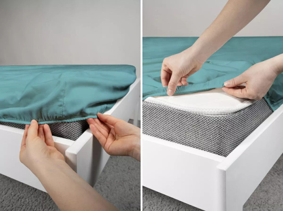 Poly Detexpol mikroszatén gumis lepedő sima és praktikus turquoise