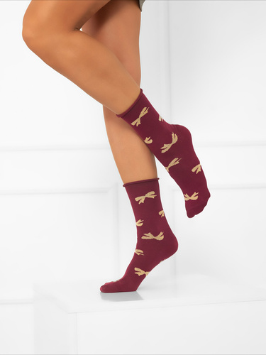 S183D Figaro Női hosszú nem nyomózokni olasz divat - masnis bordó bordó