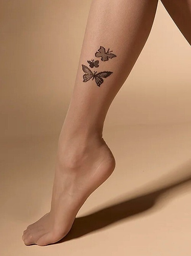 Női harisnya 20 den Ailes Knittex – tartós, pillangómintás, kis klin naturel-nero