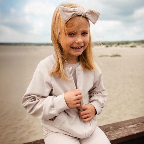 Simply Comfy Eevi bézs gyermek bomber pulóver - pamut, könnyű, kapucni nélkül