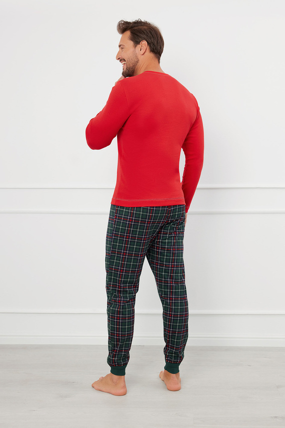 Fogo Férfi pizsama hosszú ujjú, hosszú nadrág olasz divat - piros/print