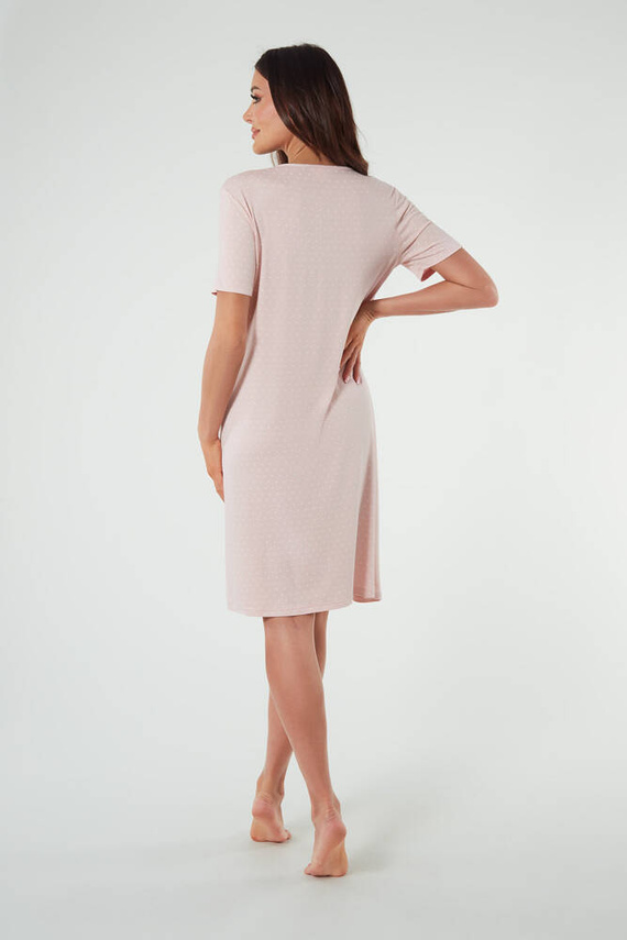 Puntini Női hálóing, rövid ujjú olasz divat - púderrózsaszín