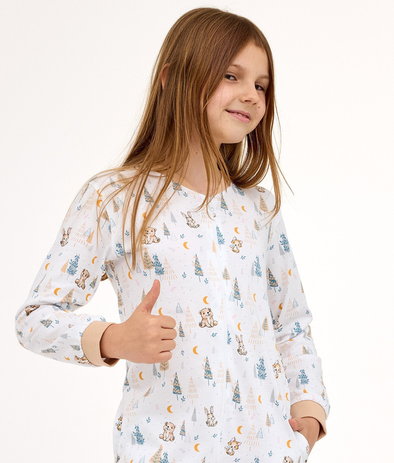 954/194 955/194 Cornette Kids Girl Fox 2 lány overall - ekrü, pamut, hosszú ujjú, hosszú ujjú