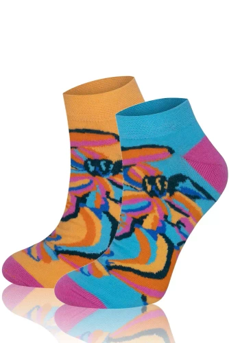 S141S Zanzi lábzokni olasz divat - kócos/sárga/rózsaszín