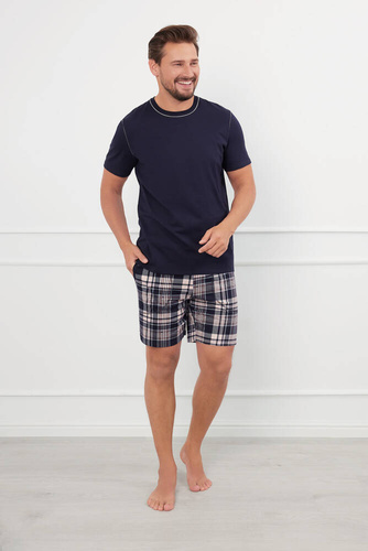 Edwin Férfi rövid ujjú pizsama, rövidnadrág Italian Fashion - tengerészkék/print