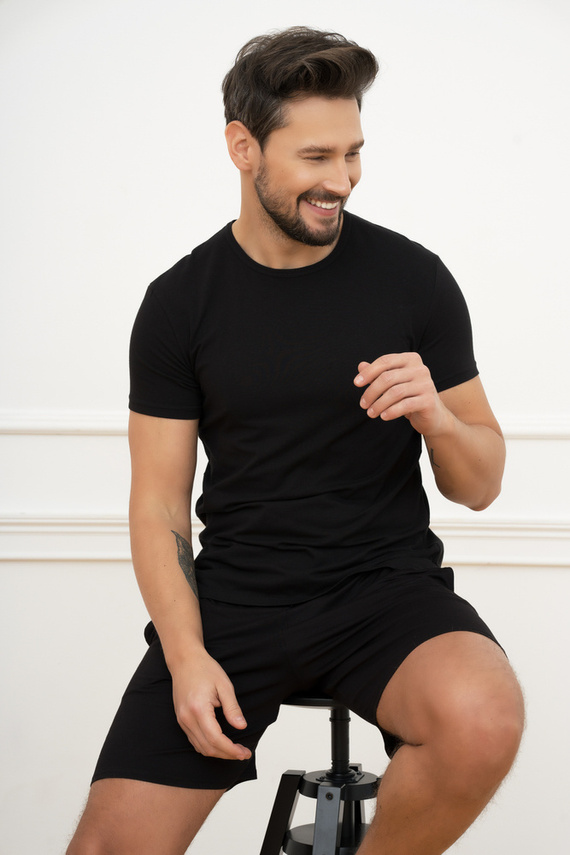 Ikar Férfi rövid ujjú póló Italian Fashion - fekete