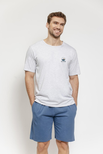 3576 Gabriel férfi pamut pizsama – rövid ujj, zsebek