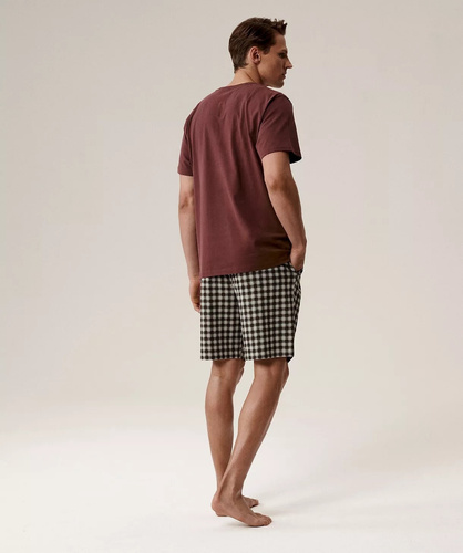 Férfi pizsama NMP-397 - szürke bor pamut, rövid ujjú, könnyű és kényelmes nyárra